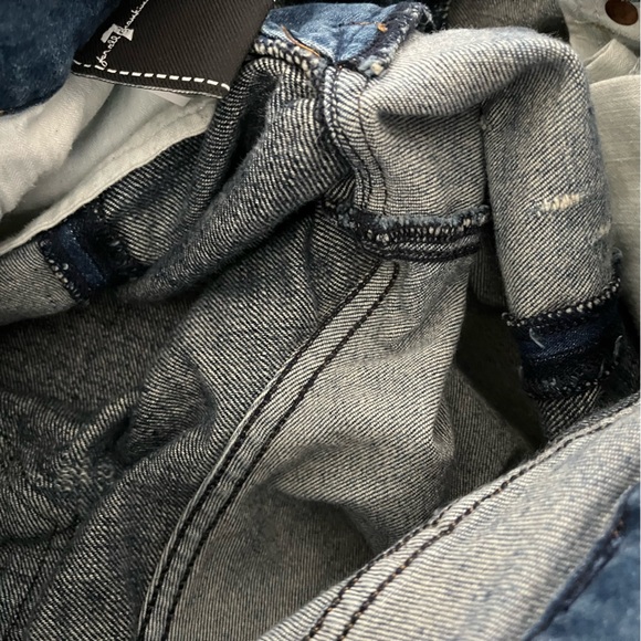 7‎ for all mankind patchwork denim distressed straight leg jeans - Picture 14 of 16